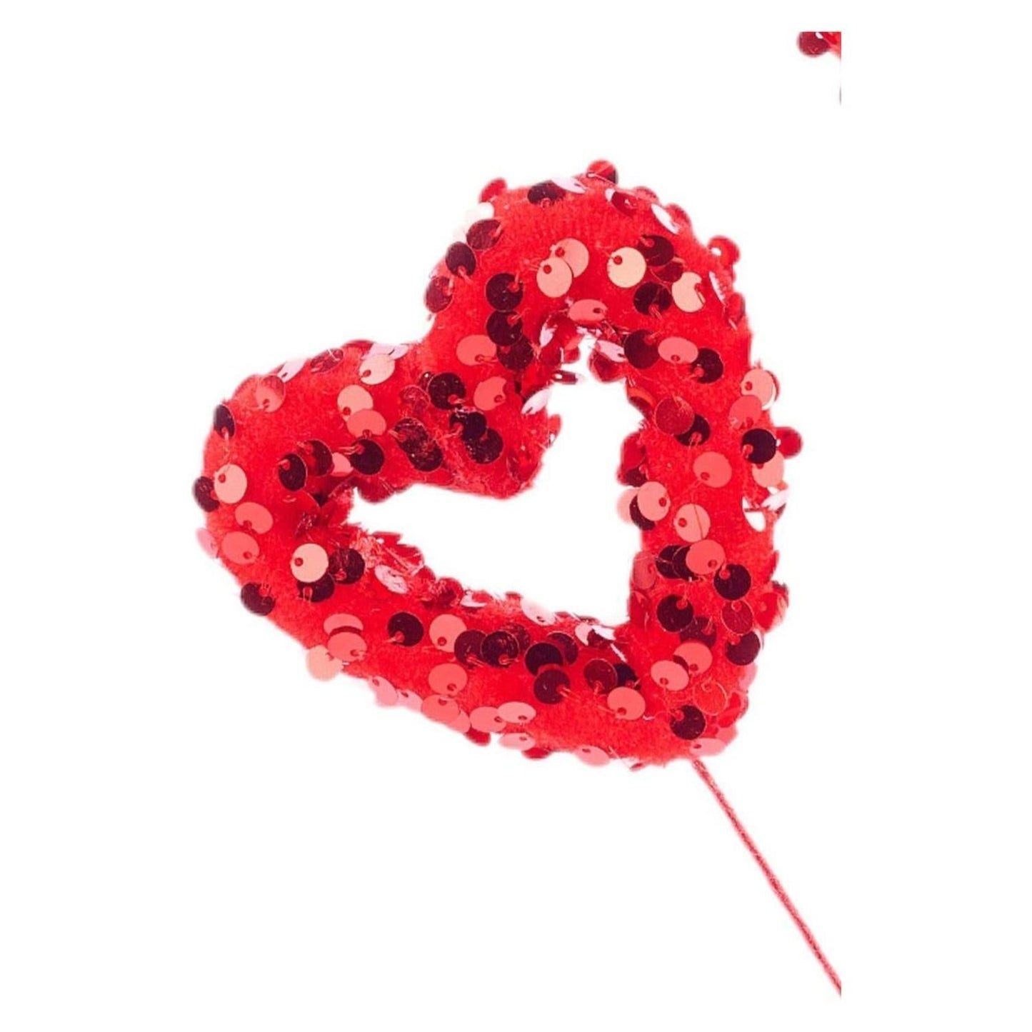 16" Sequin Hollow Heart Pick: Red