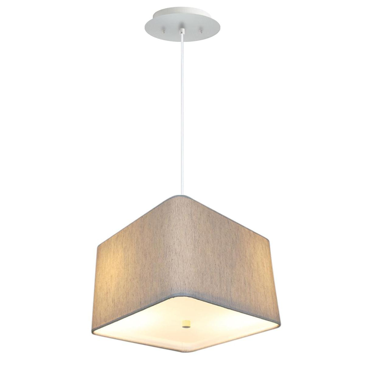 16" W 2 Light Pendant Rounded Corner Square Oatmeal Drum Shade with Diffuser, White Cord