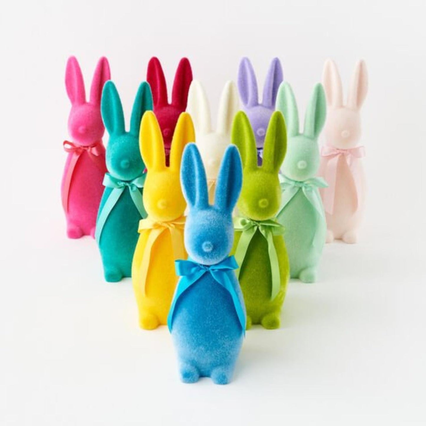 16" Flocked Button Nose Bunny (WH0134)