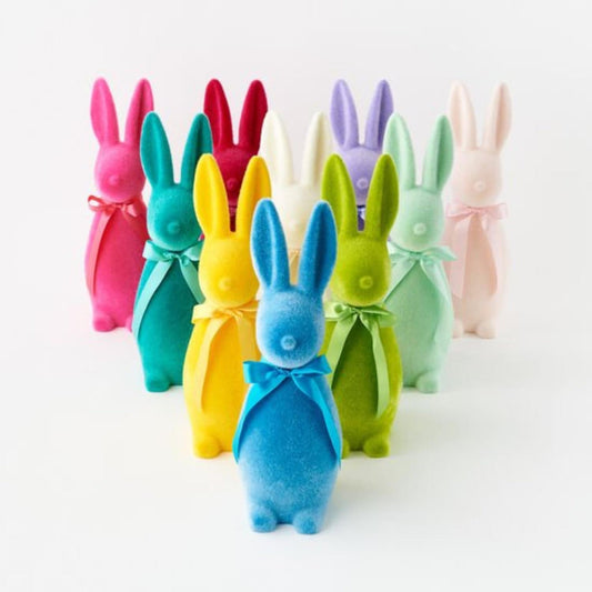 16" Flocked Button Nose Bunny (WH0134)