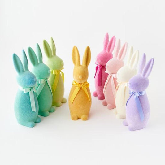 16" Flocked Button Nose Bunny (WH0139)