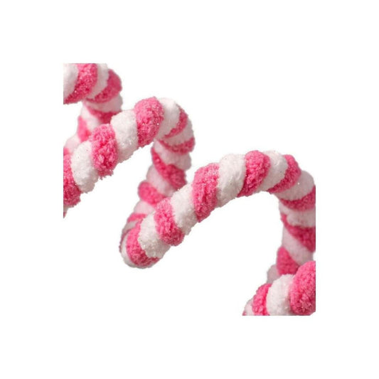 16" Peppermint Curly Chenille Pick: Pink & White