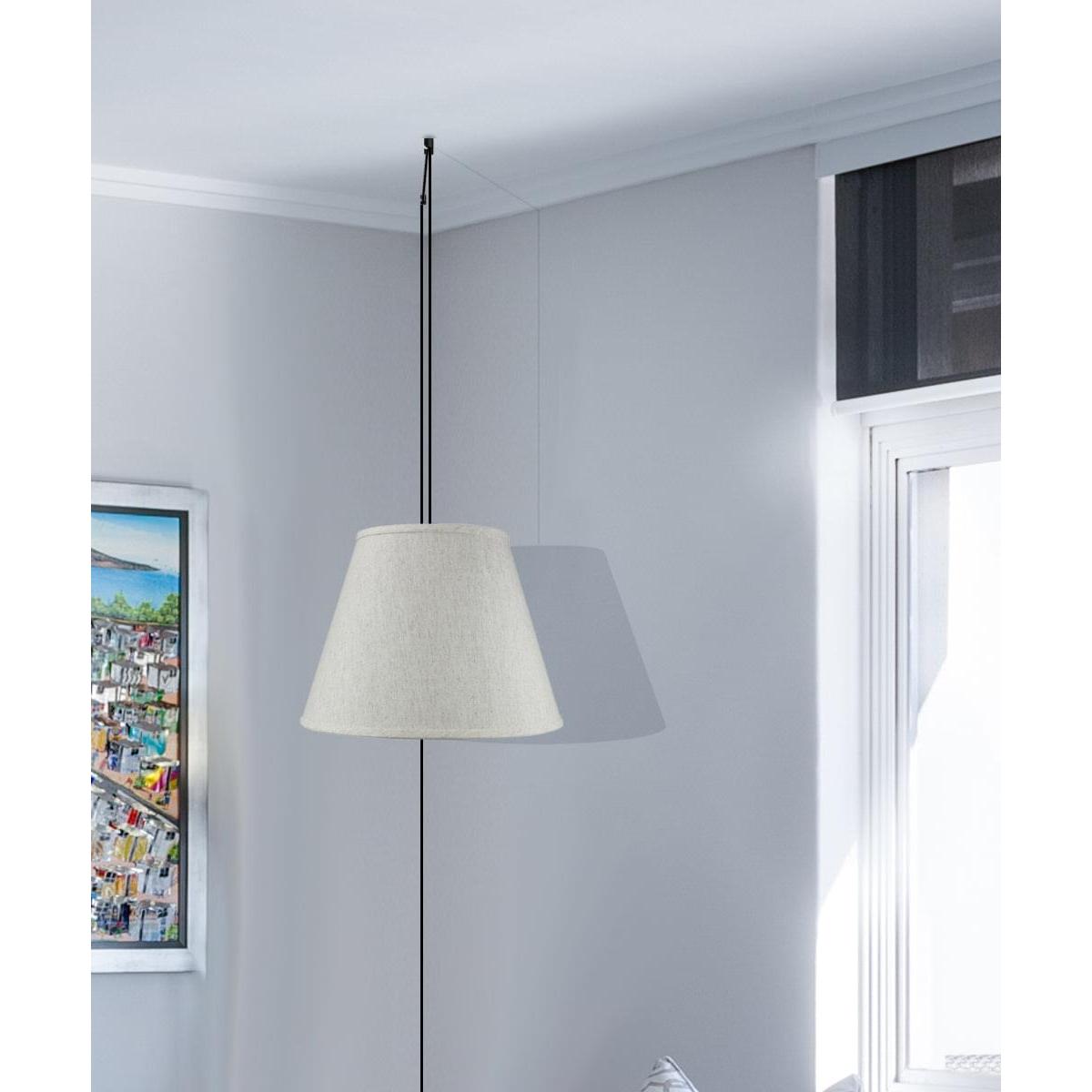 16"W 1 Light Swag Plug-In Pendant  Textured Oatmeal Shade Black Cord