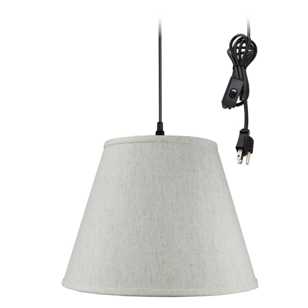 16"W 1 Light Swag Plug-In Pendant  Textured Oatmeal Shade Black Cord