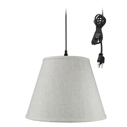 16"W 1 Light Swag Plug-In Pendant  Textured Oatmeal Shade Black Cord