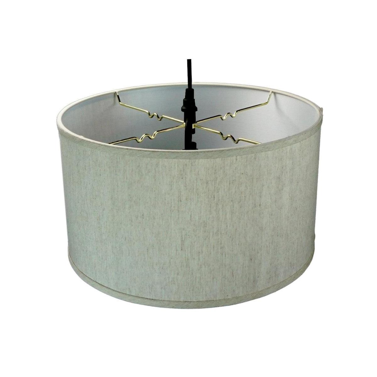 16"W 2 Light Swag Plug-In Pendant  Textured Oatmeal with Diffuser Black Cord