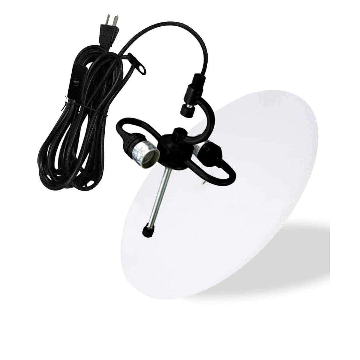 16"W 2 Light Swag Plug-In Pendant  White Linen Drum with Diffuser Black Cord