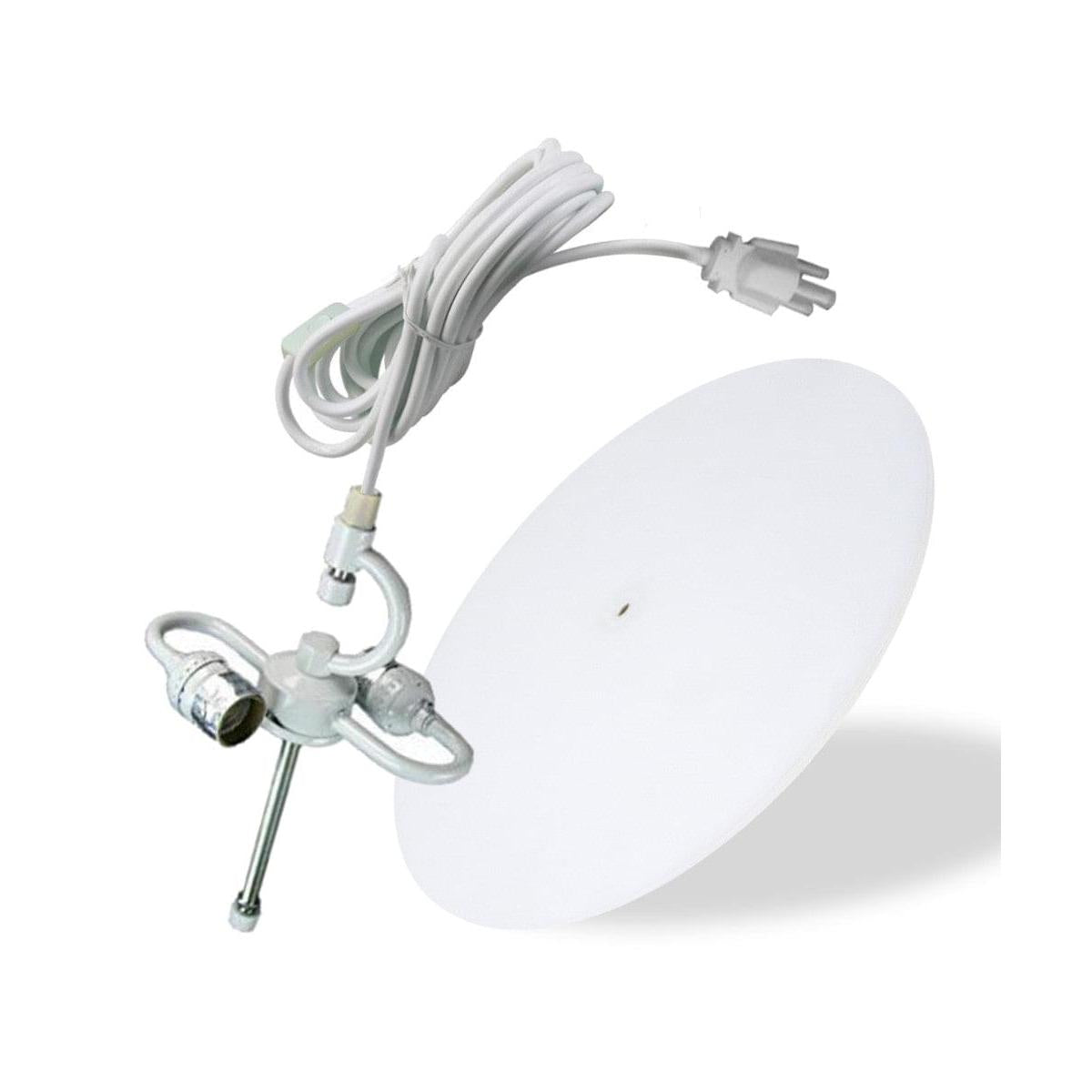 16"W 2 Light Swag Plug-In Pendant  White Linen Drum with Diffuser White Cord