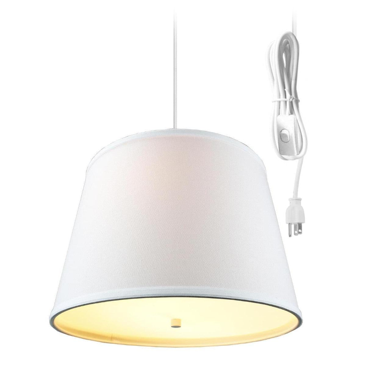 16"W 2 Light Swag Plug-In Pendant  White with Diffuser White Cord
