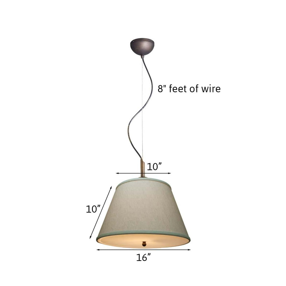 16"W Gold-laced Cafe Pendant Light with Textured Oatmeal Slotted Pendant Empire Shade and Diffuser