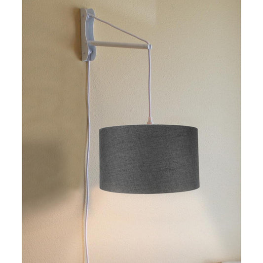 16"W MAST Plug-In Wall Mount Pendant 2 Light White Cord/Arm with Diffuser Granite Gray Shade