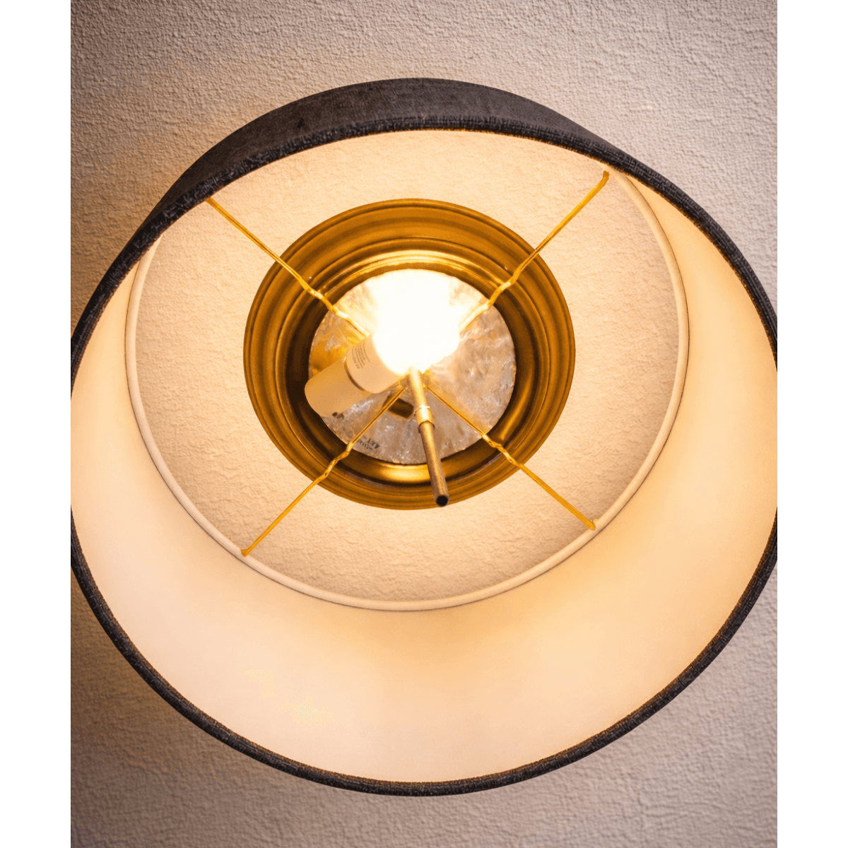 16"W Moderne Flush Mount Conversion Kit  Granite Gray Burlap Hardback Drum Lampshade