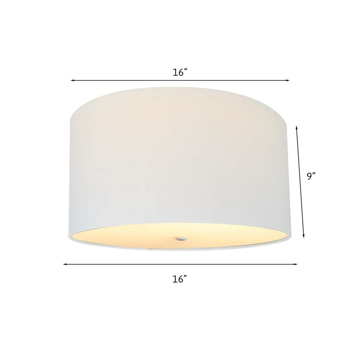 16"W Moderne Flush Mount Conversion Kit  White Linen Drum Lampshade