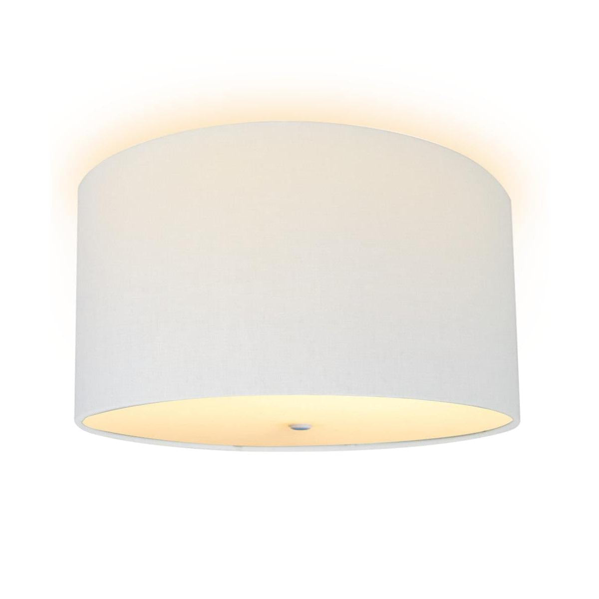 16"W Moderne Flush Mount Conversion Kit  White Linen Drum Lampshade