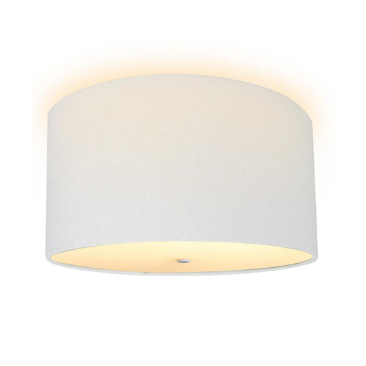 16"W Moderne Flush Mount Conversion Kit  White Linen Drum Lampshade