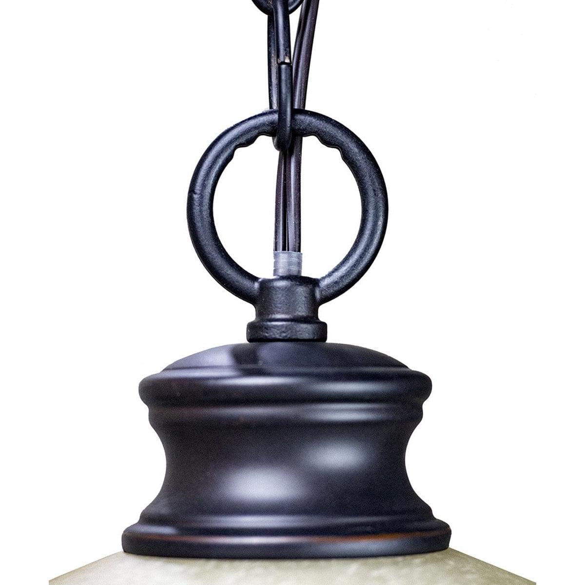 16"W Plug In Swag Amber Glass Pendant Light Bronze Finish
