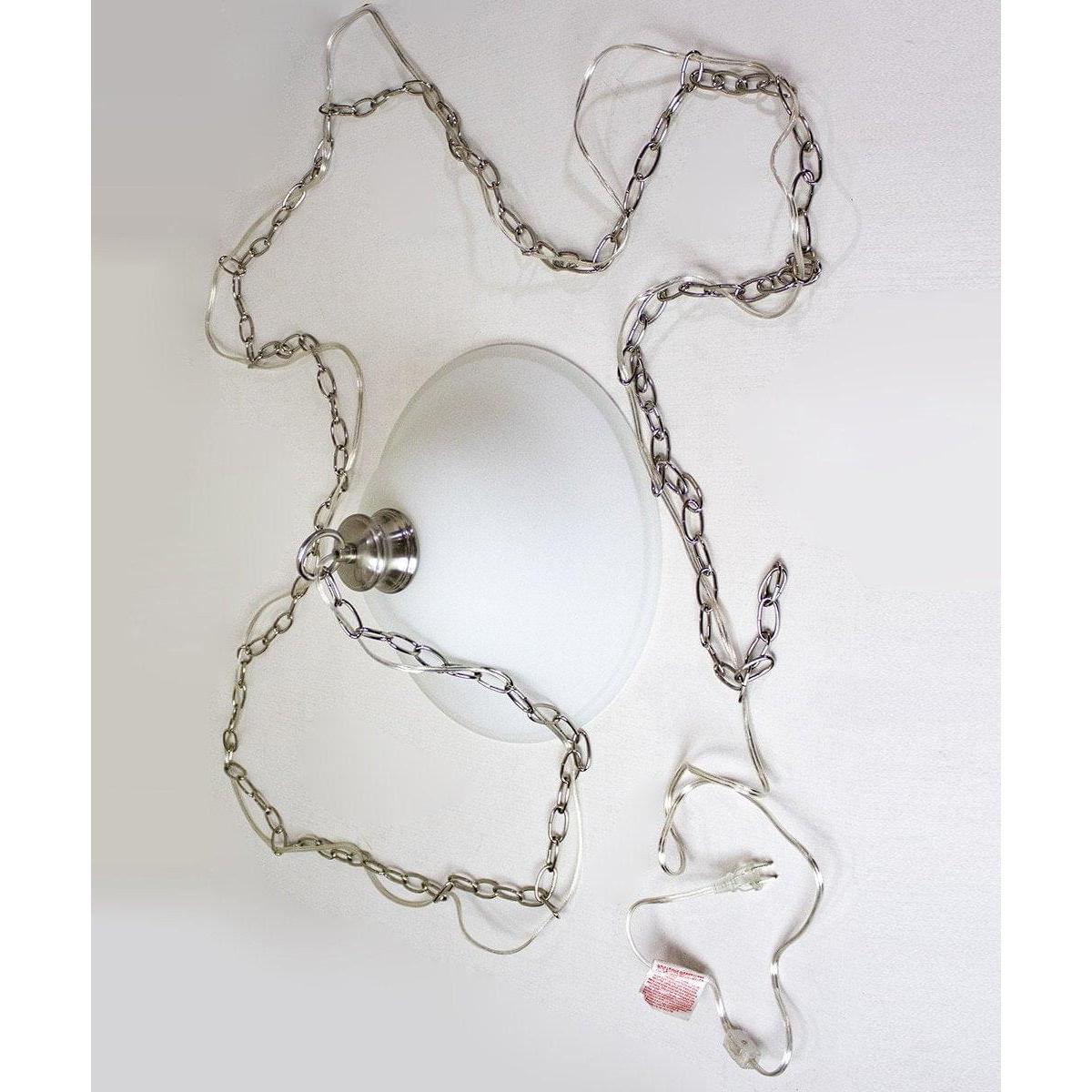 16"W Plug In Swag Milky White Glass Pendant Light Polished Nickel Finish