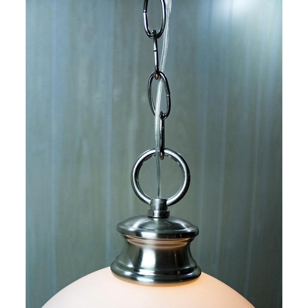 16"W Plug In Swag Milky White Glass Pendant Light Polished Nickel Finish