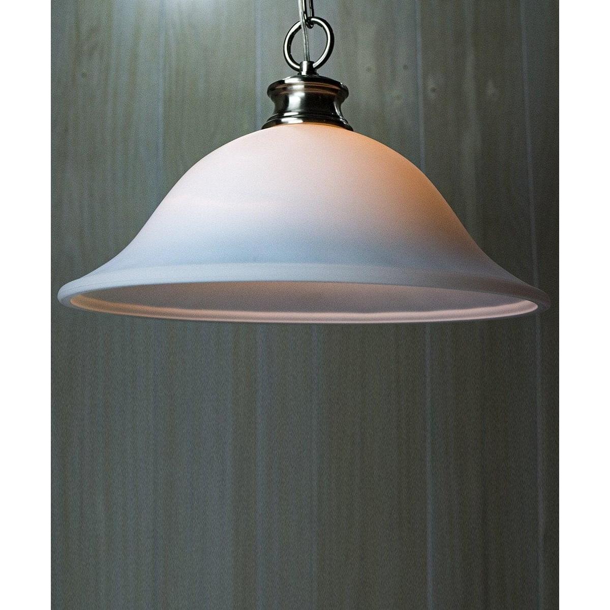 16"W Plug In Swag Milky White Glass Pendant Light Polished Nickel Finish
