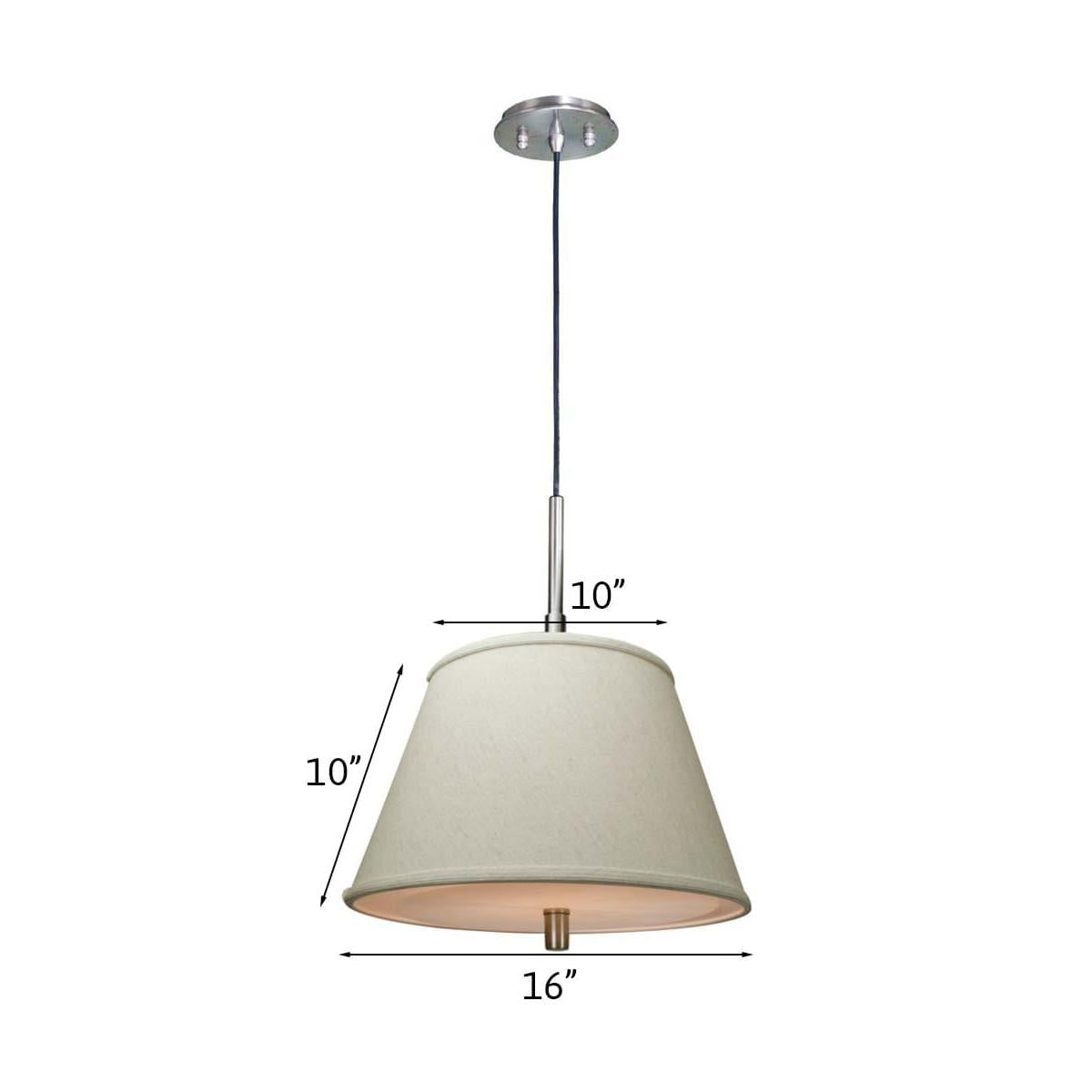 16"W Satin Nickel Pendant Light with Empire Textured Oatmeal Slotted Pendant Shade and Diffuser