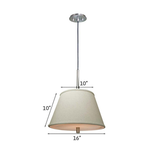 16"W Satin Nickel Pendant Light with Empire Textured Oatmeal Slotted Pendant Shade and Diffuser