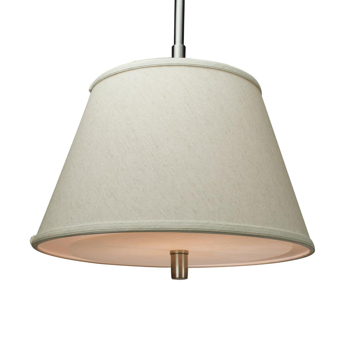16"W Satin Nickel Pendant Light with Empire Textured Oatmeal Slotted Pendant Shade and Diffuser