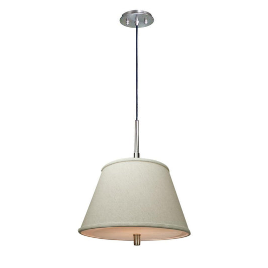 16"W Satin Nickel Pendant Light with Empire Textured Oatmeal Slotted Pendant Shade and Diffuser
