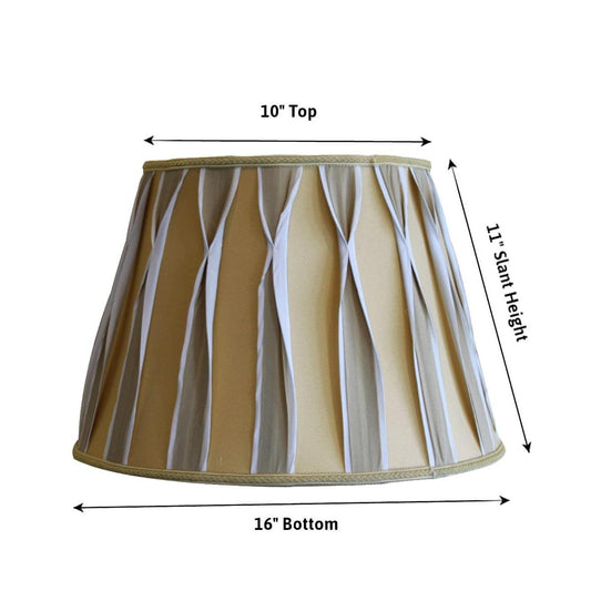 16"W x 11"H Beige/White Pinched Pleat Shantung Lampshade
