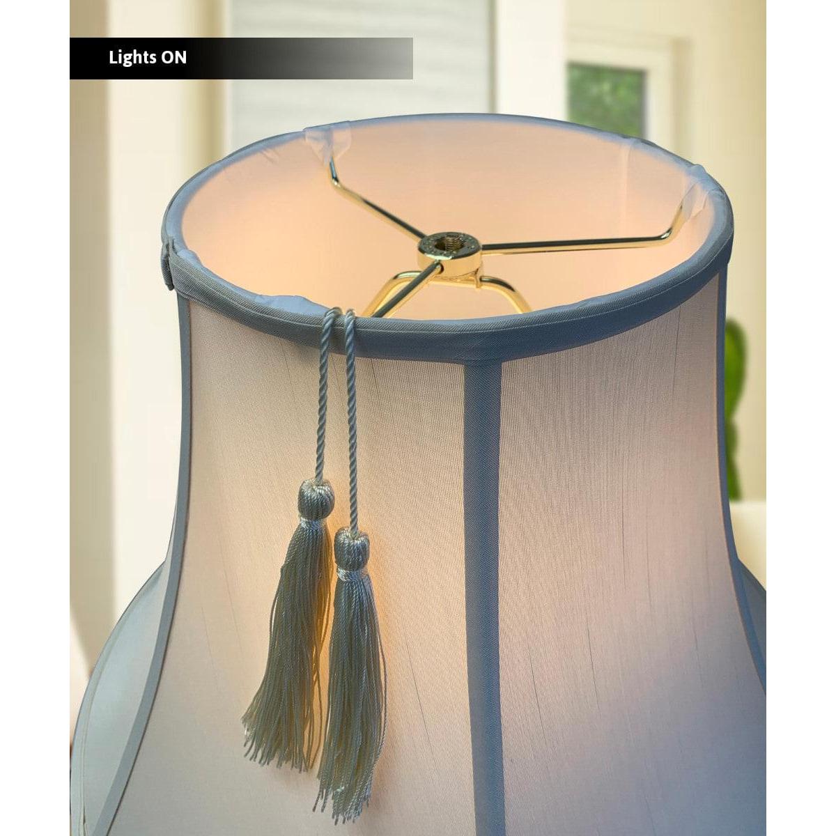 16"W x 12"H Shantung Lamp Shade Tassel Eggshell