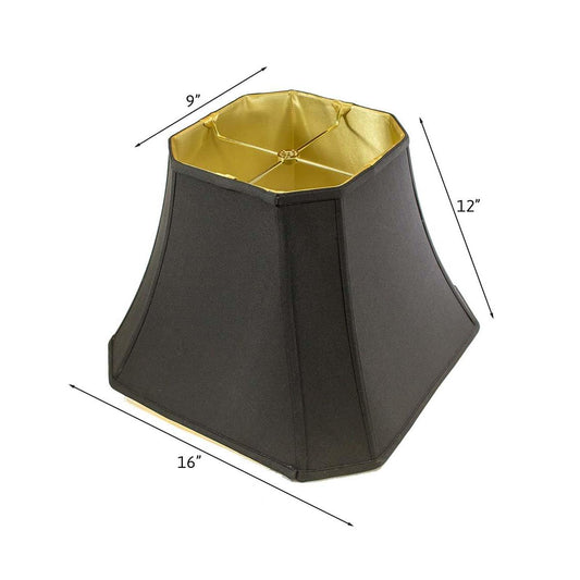 16"W x 12"H Square Cut Corner Shade Black Fabric/Gold Liner