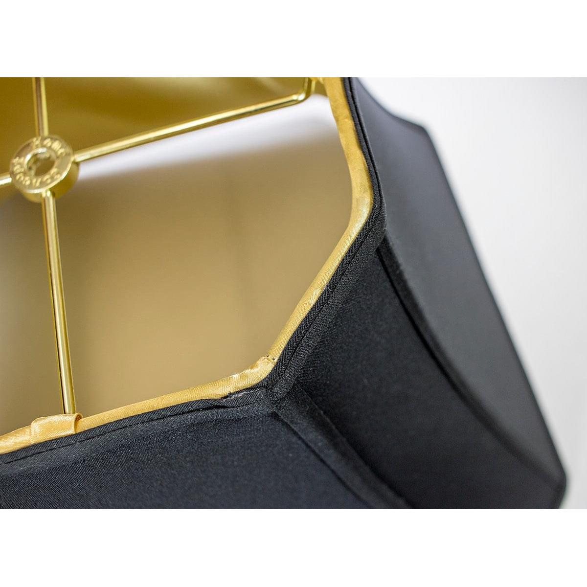 16"W x 12"H Square Cut Corner Shade Black Fabric/Gold Liner