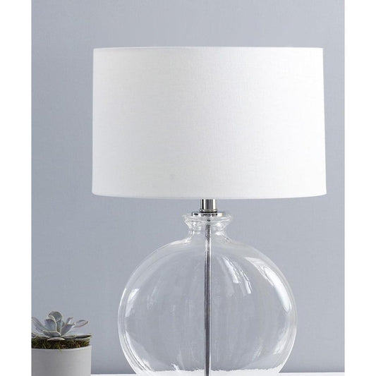 16"W x 9"H White Linen Hardback Shallow Drum Lampshade