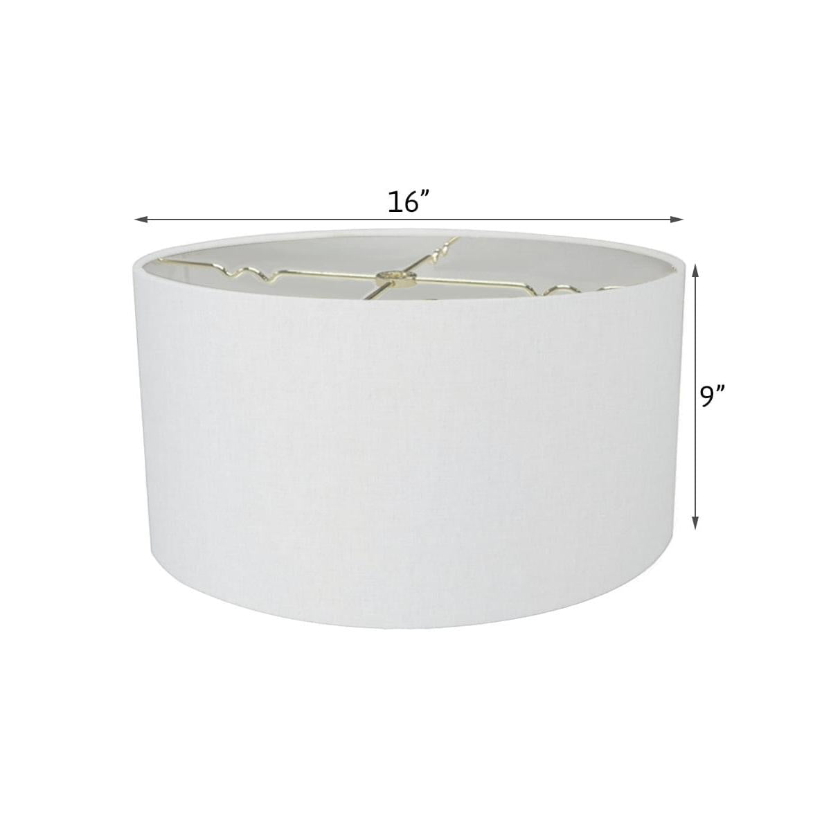 16"W x 9"H White Linen Hardback Shallow Drum Lampshade