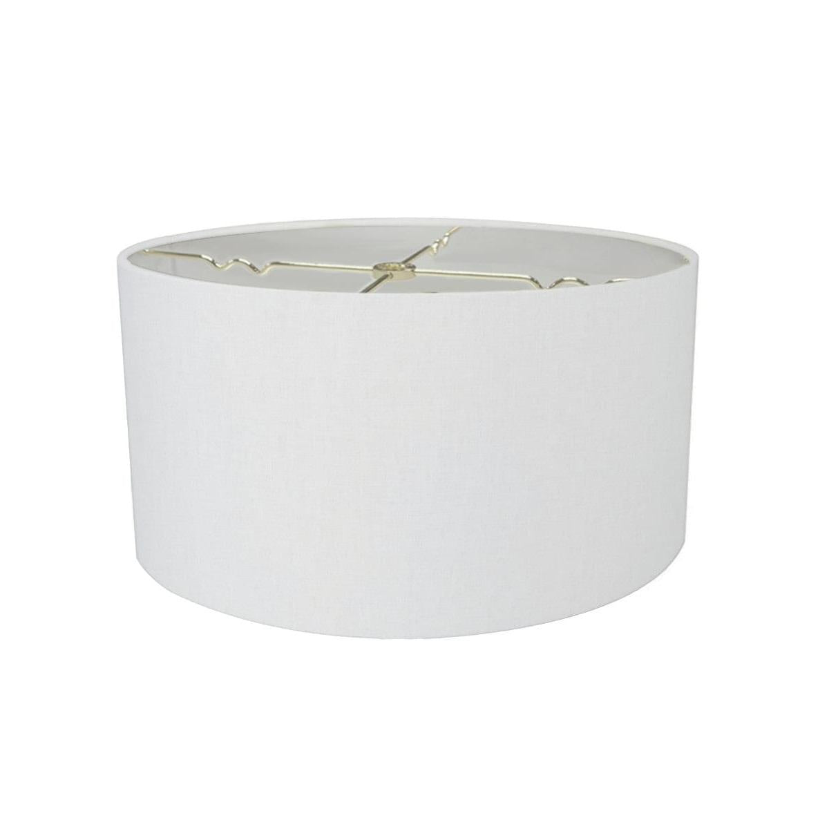 16"W x 9"H White Linen Hardback Shallow Drum Lampshade