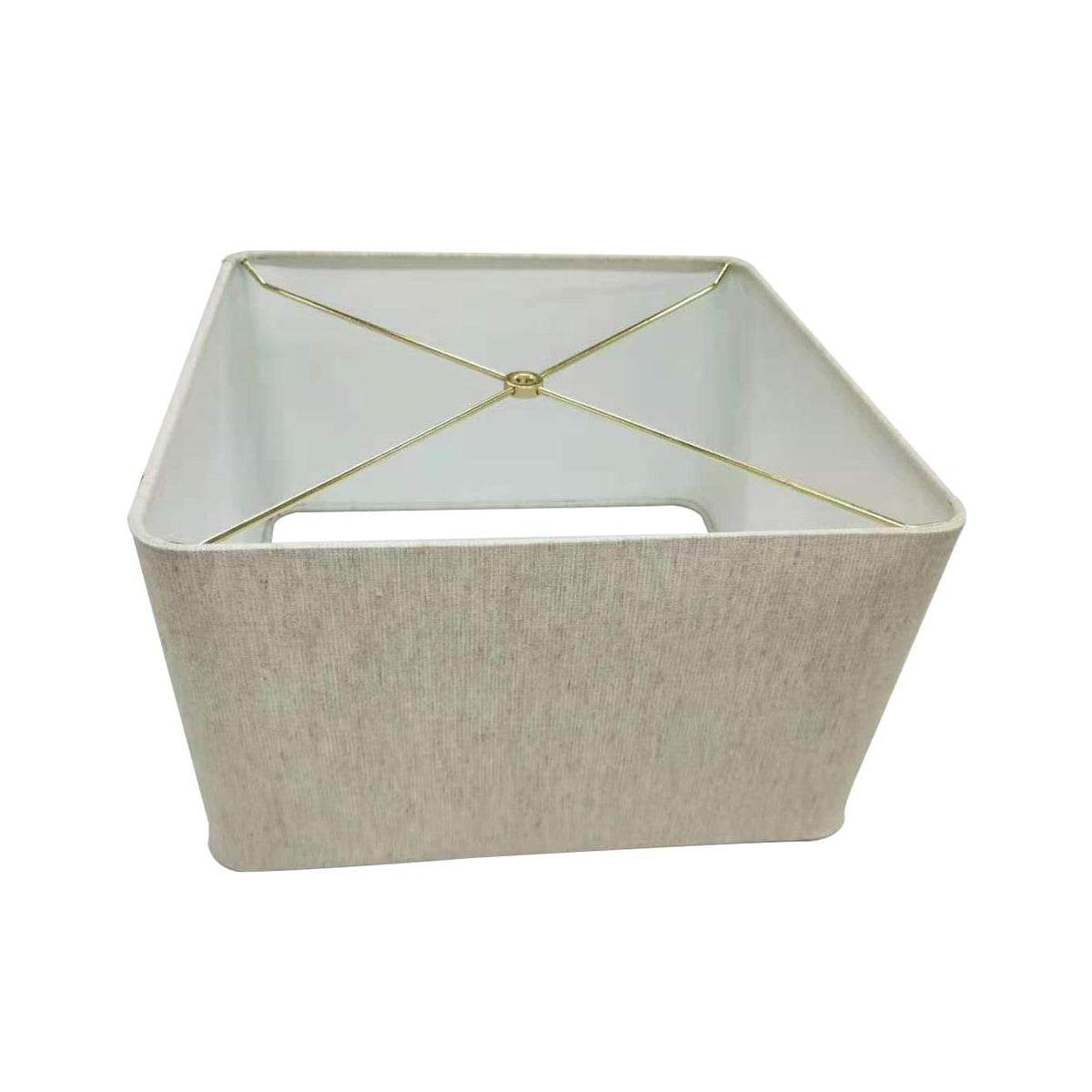 16x16x10 Rounded Corner Premiere Hardback Shallow Square Drum Lampshade Textured Oatmeal