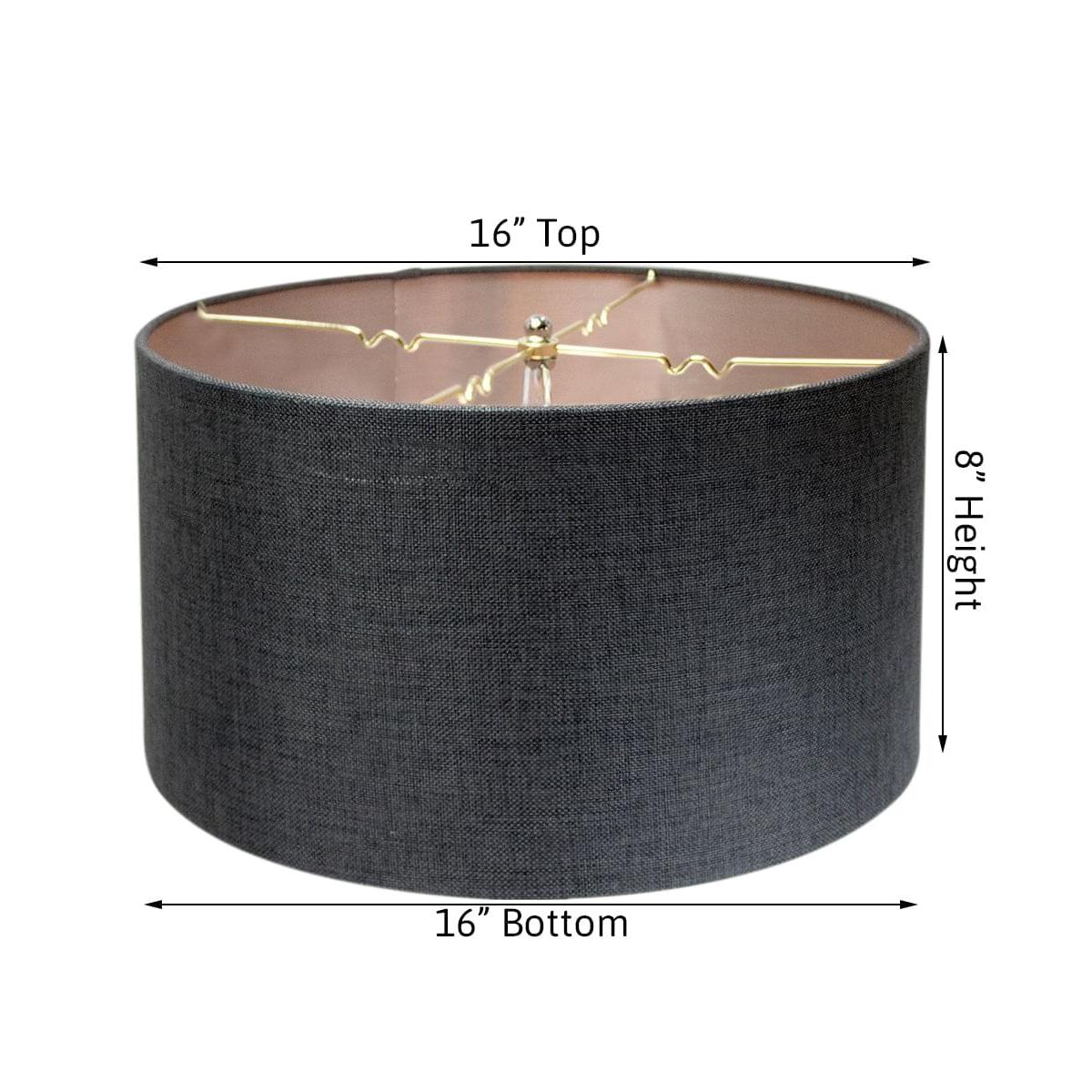 16"x16"x9" Granite Gray Burlap Hardback Drum Lampshade