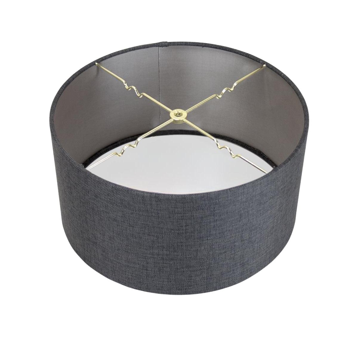 16"x16"x9" Granite Gray Burlap Hardback Drum Lampshade