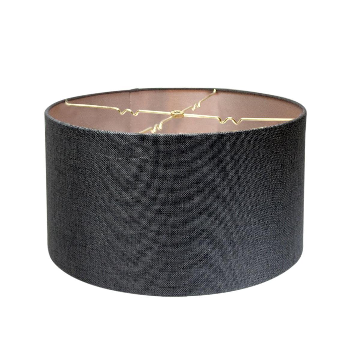 16"x16"x9" Granite Gray Burlap Hardback Drum Lampshade
