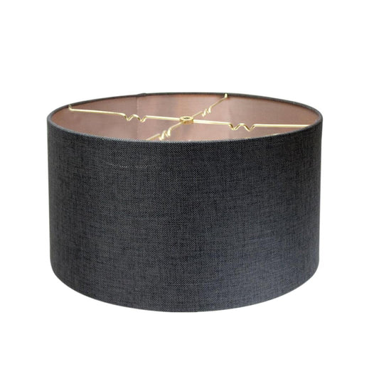 16"x16"x9" Granite Gray Burlap Hardback Drum Lampshade
