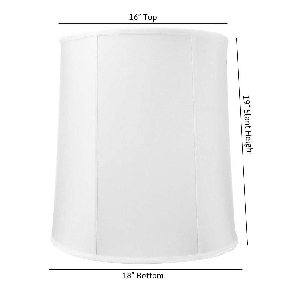 16x18x19 White Shantung Tall Drum Lampshade