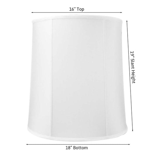 16x18x19 White Shantung Tall Drum Lampshade