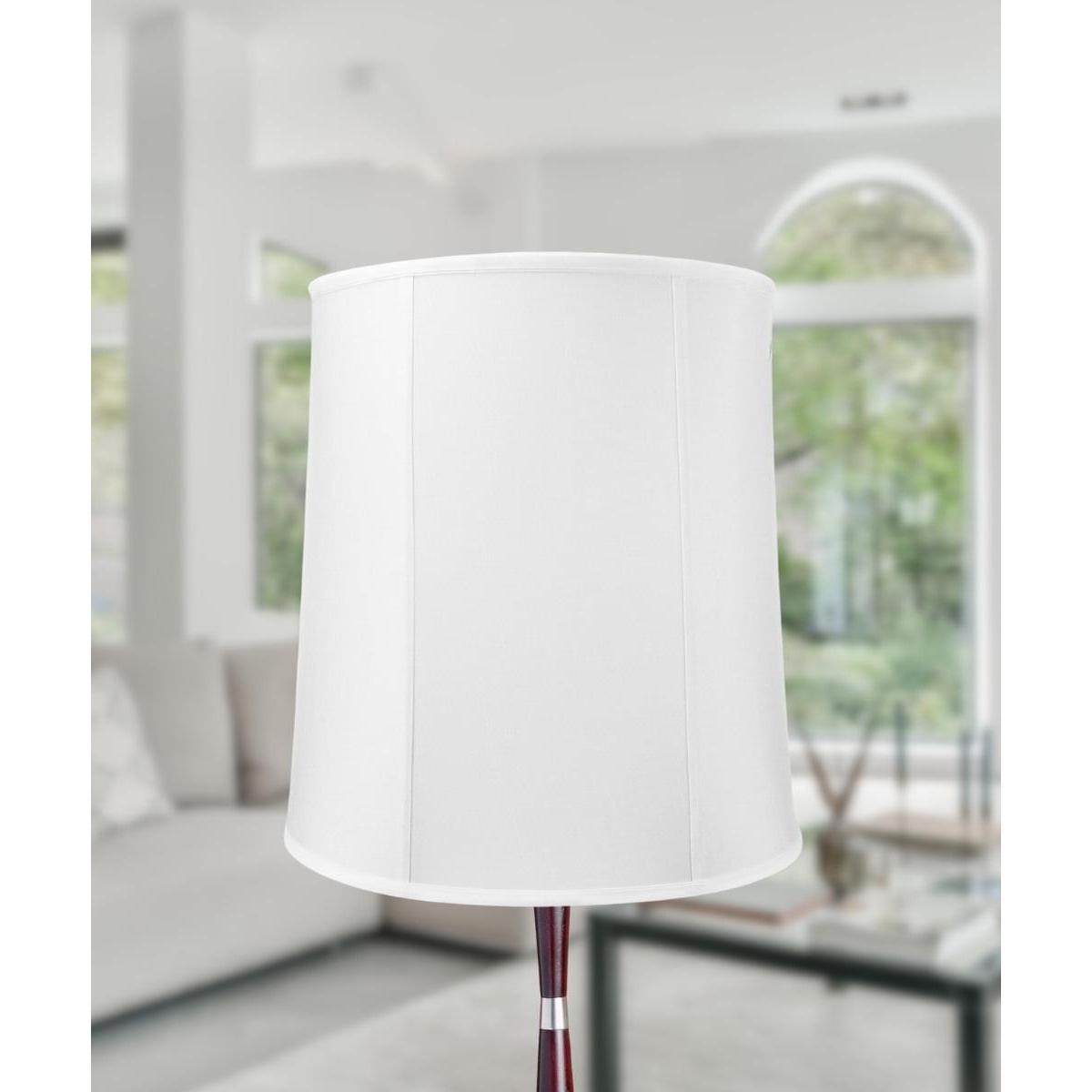 16x18x19 White Shantung Tall Drum Lampshade