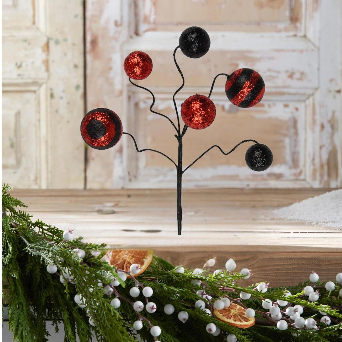 17" Glitter Ball Pick: Red & Black
