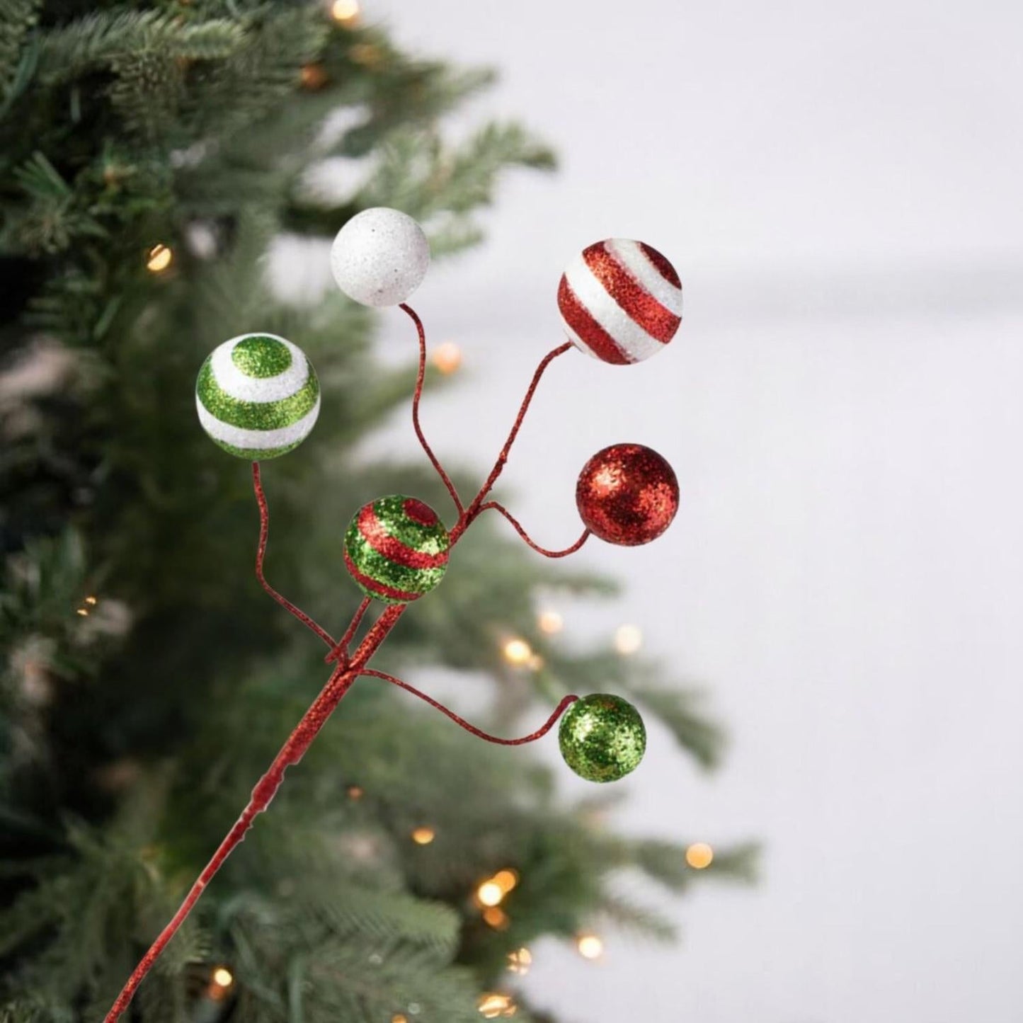 17" Glitter Ball Pick: Red/Lime/White