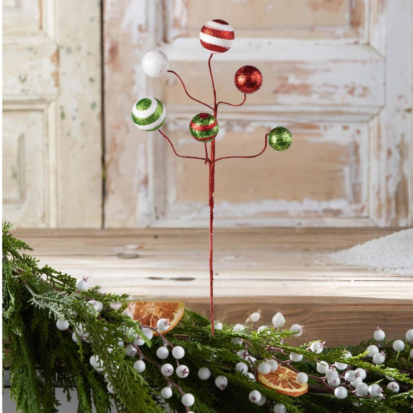 17" Glitter Ball Pick: Red/Lime/White