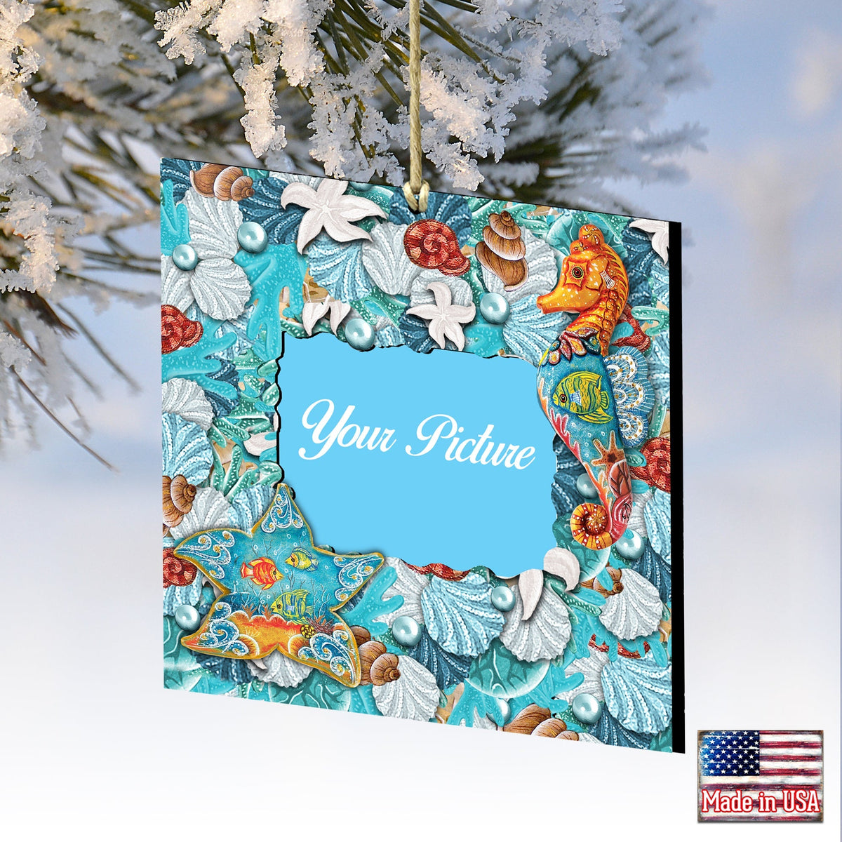 Coastal Picture Frame Ornaments - Ornament for Photo - Coastal Holiday Decor - 8112183PF