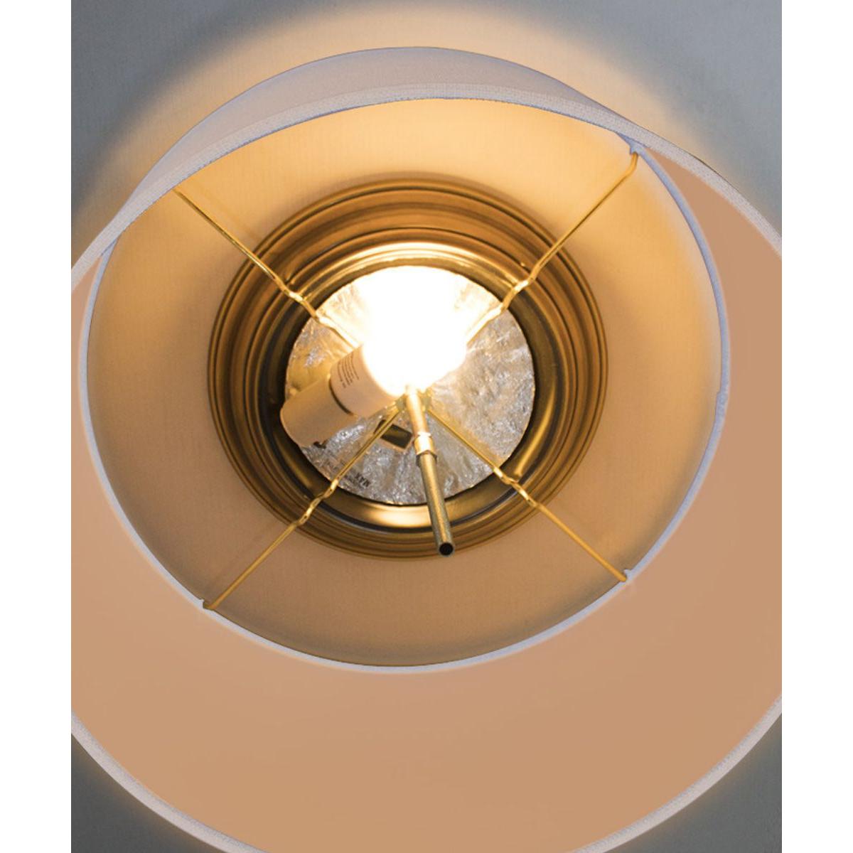 14"W Moderne Flush Mount Conversion Kit  White Fabric Drum Lampshade