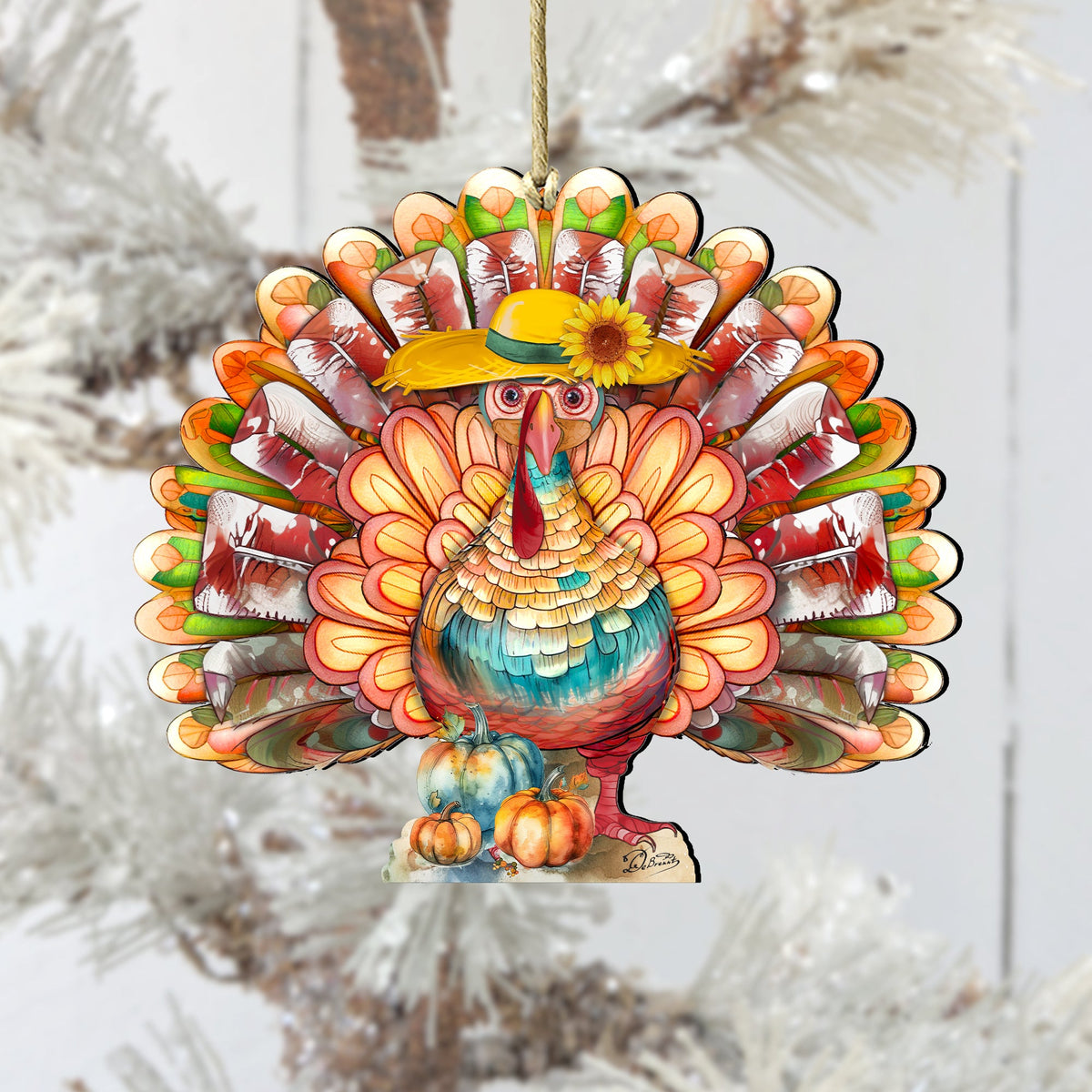 Thanksgiving Turkey Wooden Ornaments by G. DeBrekht Thanksgiving Decor - 8611055