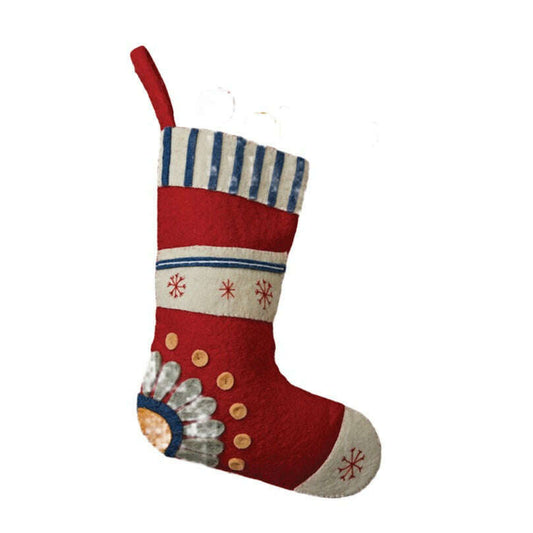 a red and white christmas stocking