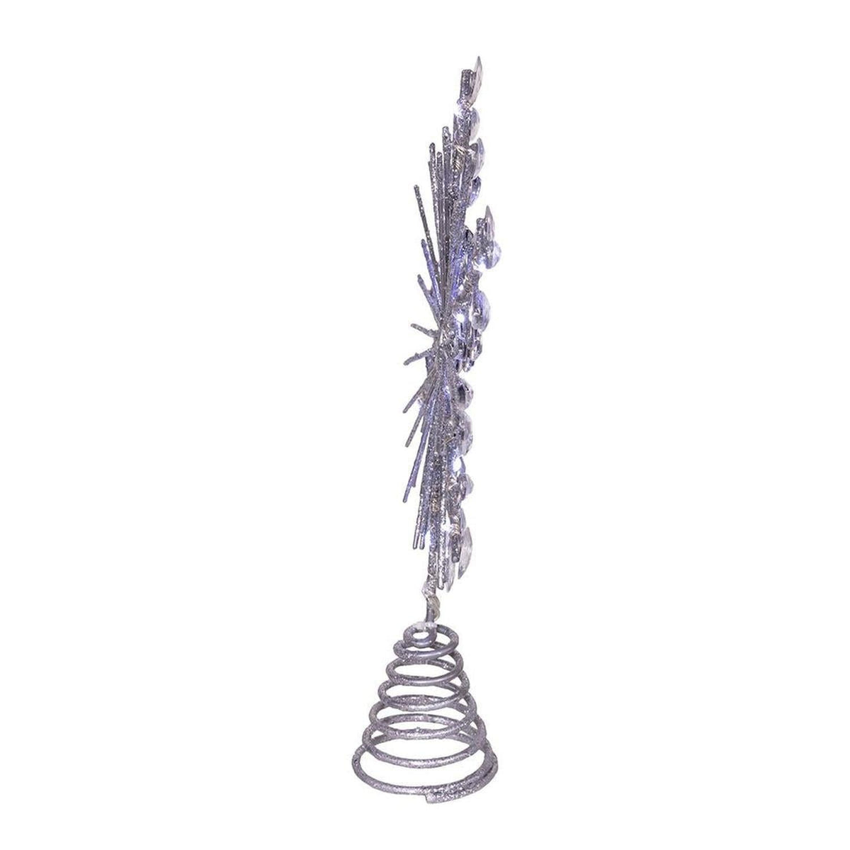 18-Light Cool White LED Silver Glittered Snowflake Tree Topper